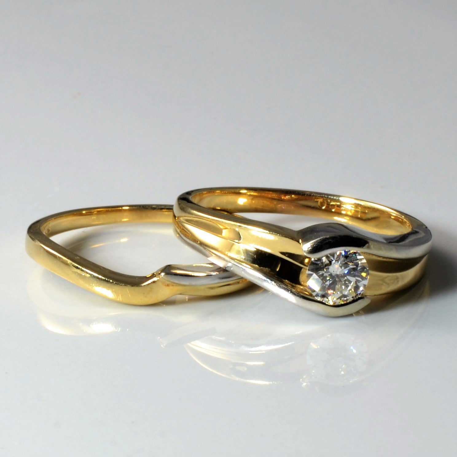 Semi Bezel Bypass Diamond Wedding Set | 0.40ct | SZ 7.5 |
