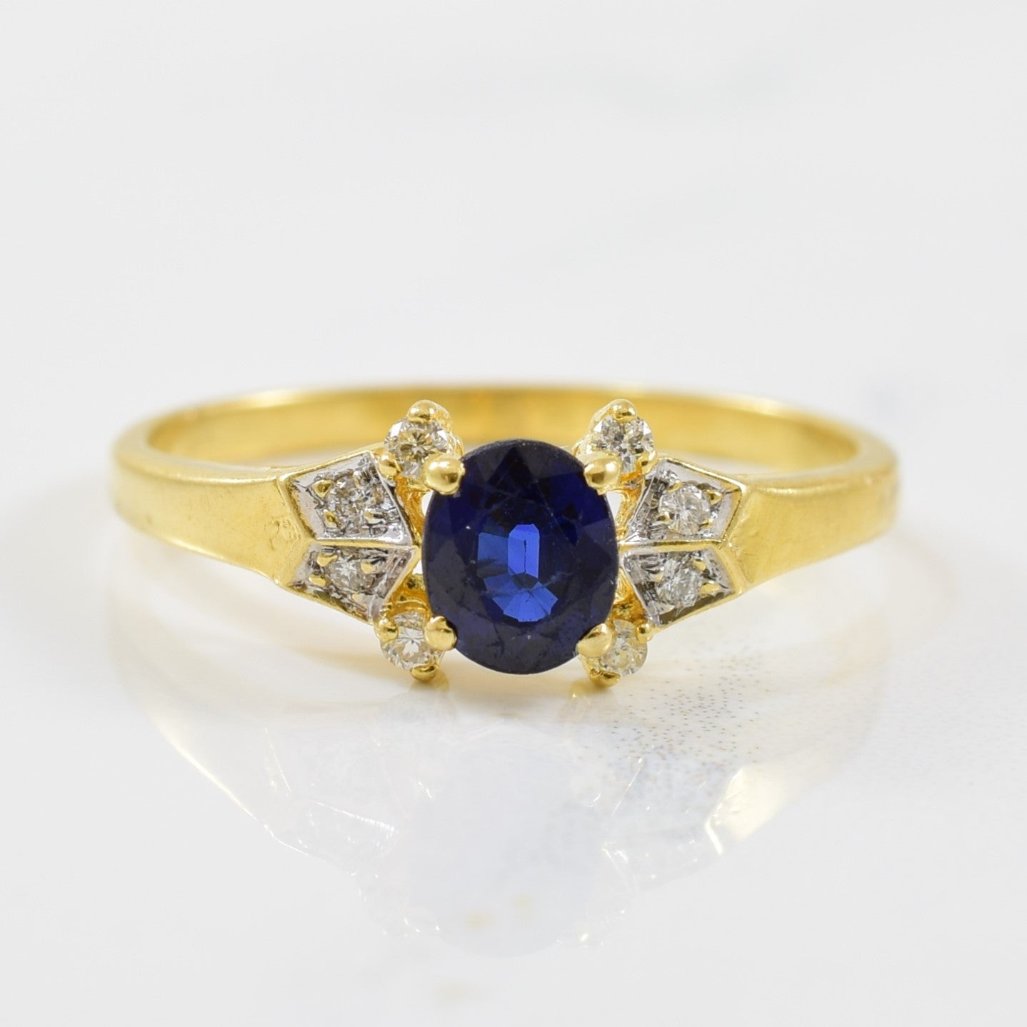 Blue Sapphire & Diamond Engagement Ring | 0.06ctw, 0.68ct | SZ 7.25 |
