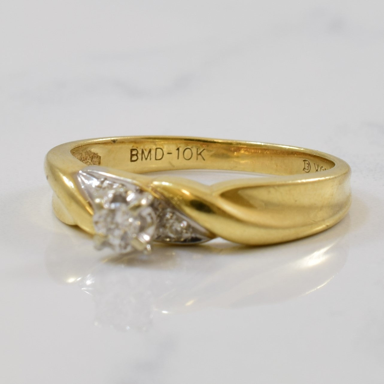 Solitaire Diamond Bypass Ring | 0.06ctw | SZ 5.75 |