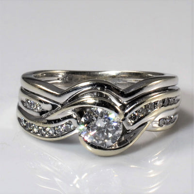 Soldered Bypass Diamond Wedding Ring Set | 0.55ctw | SZ 4.5 |