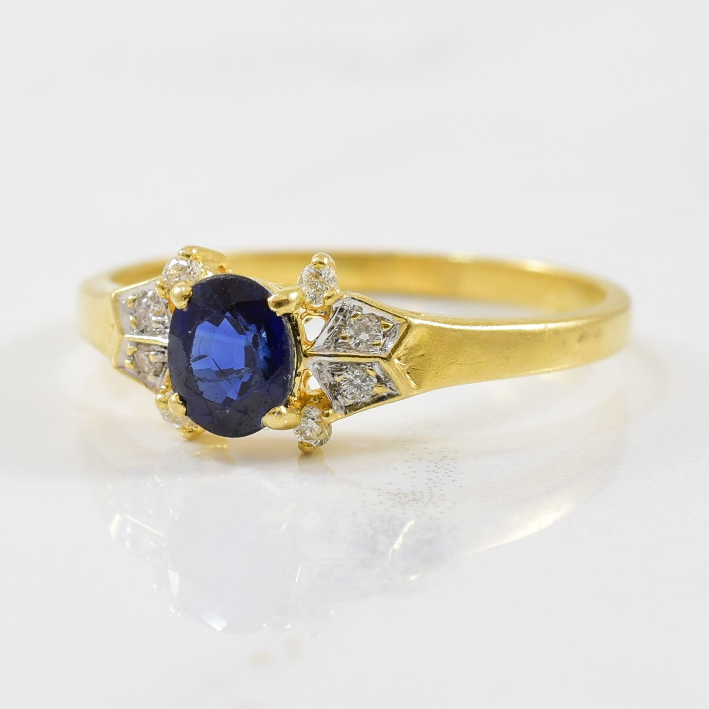 Blue Sapphire & Diamond Engagement Ring | 0.06ctw, 0.68ct | SZ 7.25 |