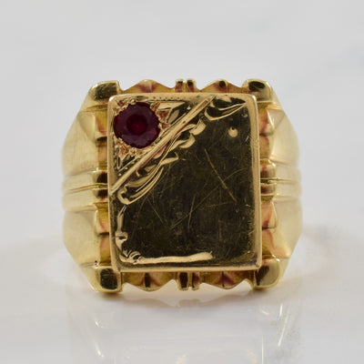 Synthetic Ruby Signet Ring | 0.18ct | SZ 7.75 |