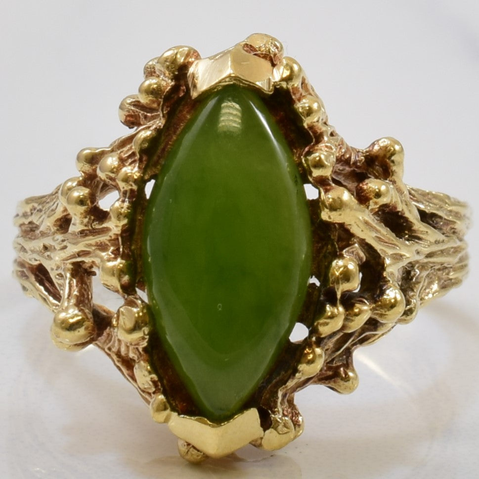 Marquise Cut Nephrite Jade Cocktail Ring | 1.60ct | SZ 7.25 |