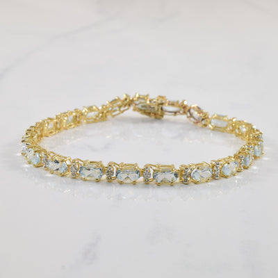 Aquamarine & Diamond Tennis Bracelet | 7.35ctw, 0.04ctw | 7.25