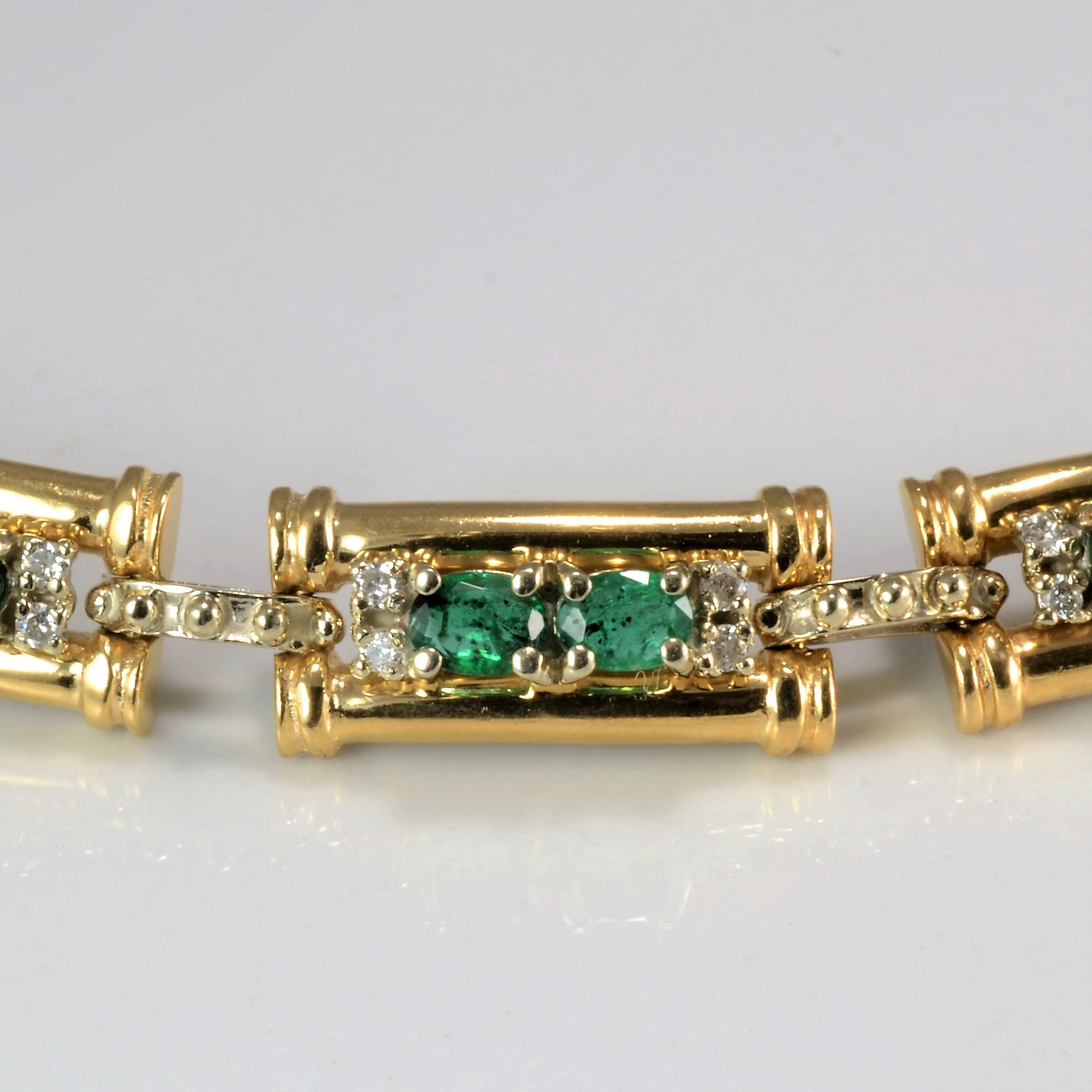 Emerald & Diamond Ladies Chain Bracelet | 0.18 ctw, 8''|