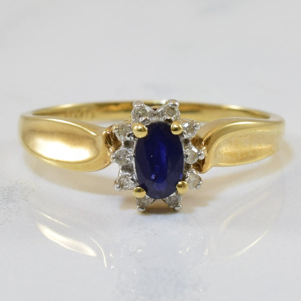 Blue Sapphire & Diamond Halo Ring | 0.38ct, 0.04ctw | SZ 6.5 |