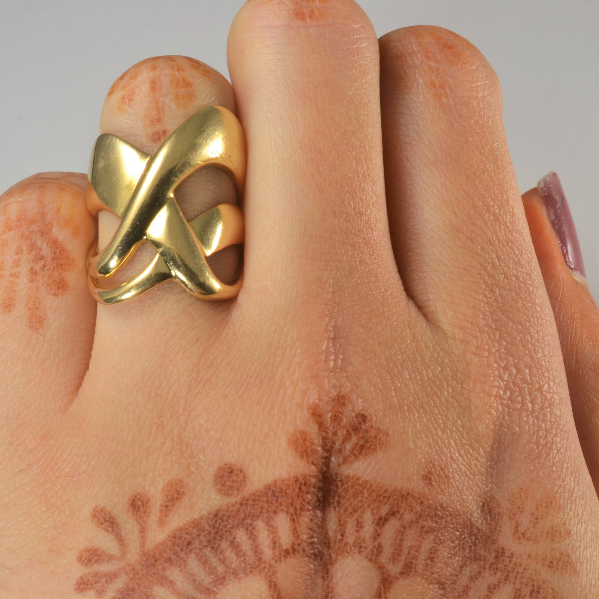 Abstract Bypass Wide Gold Ring | SZ 5.75 |