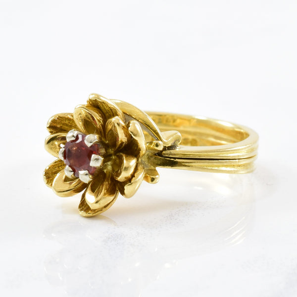 Birks' Floral Garnet Ring Circa 1950s | 0.20ct | SZ 4.75 |