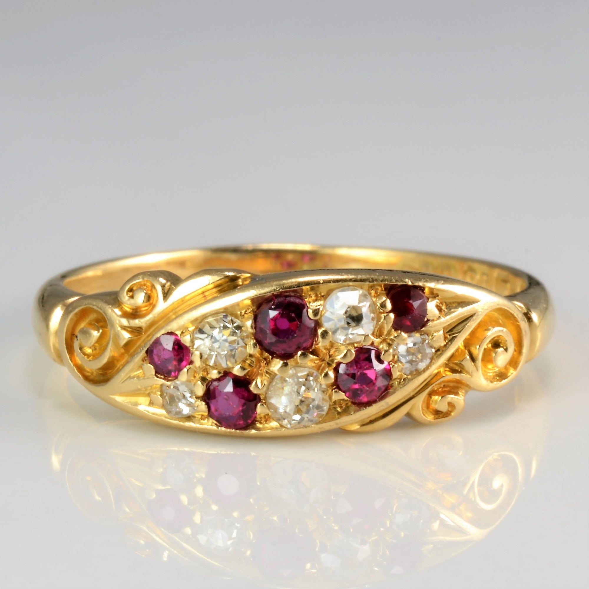Late Victorian Era Ruby & Diamond Ring | 0.11 ctw, SZ 7.75 |