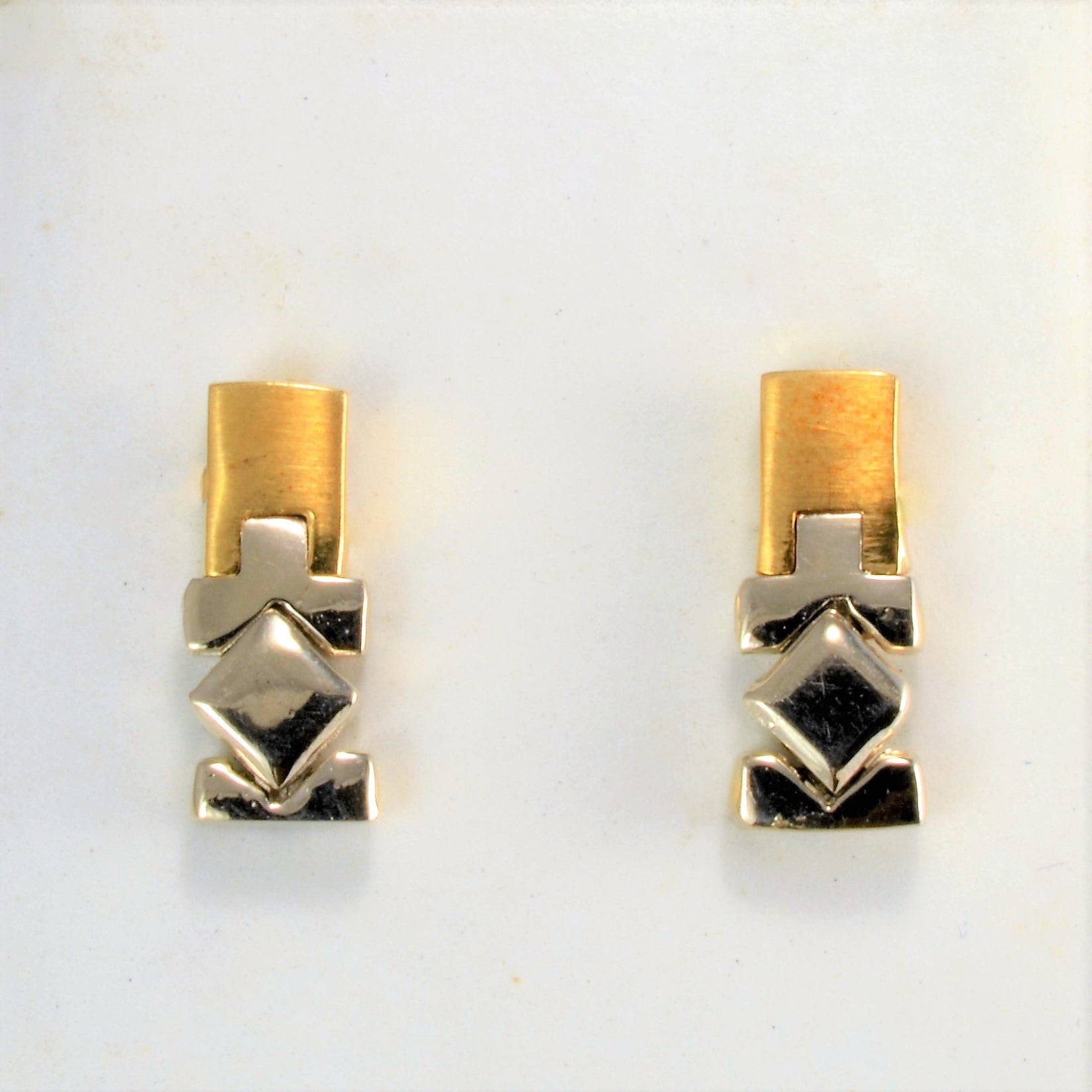 Textured Two Tone Gold Earrings
