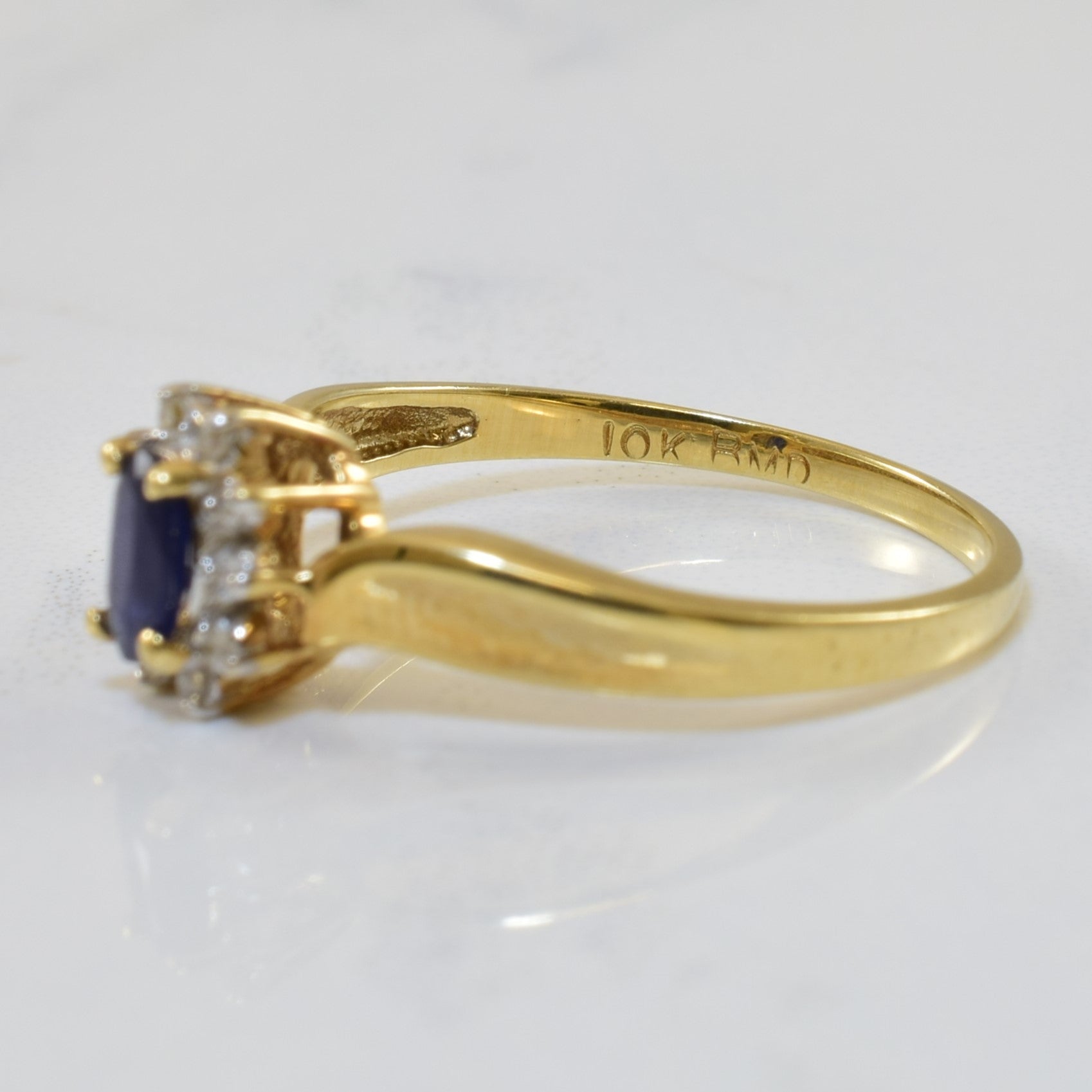 Blue Sapphire & Diamond Halo Ring | 0.38ct, 0.04ctw | SZ 6.5 |