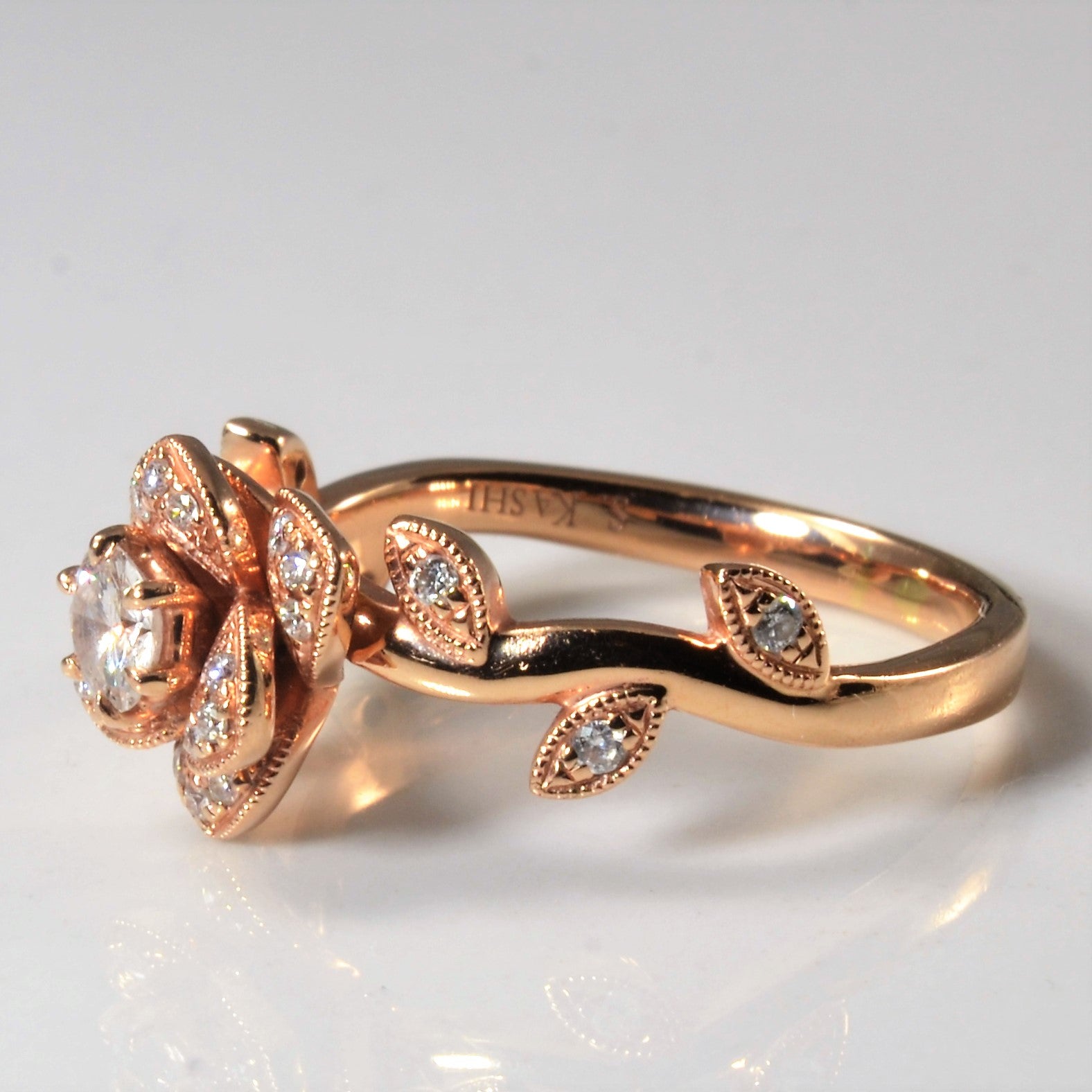 S. Kashi' Floral Diamond Engagement Ring | 0.35ctw | SZ 7 |