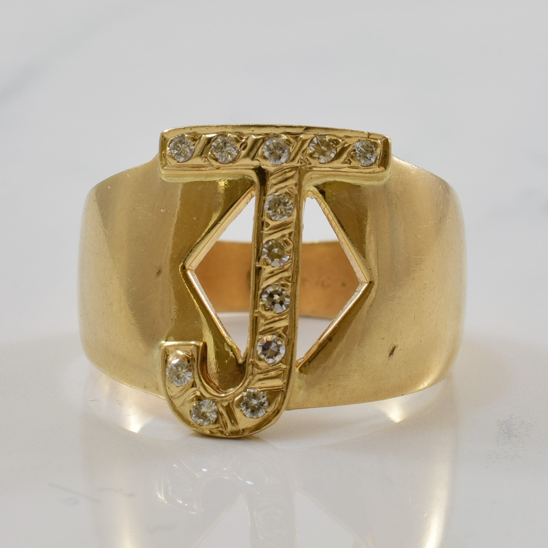 Diamond Initial 'J' Ring | 0.25ctw | SZ 16 |