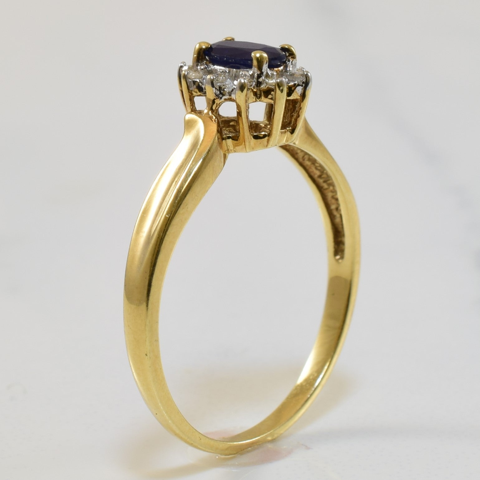 Blue Sapphire & Diamond Halo Ring | 0.38ct, 0.04ctw | SZ 6.5 |