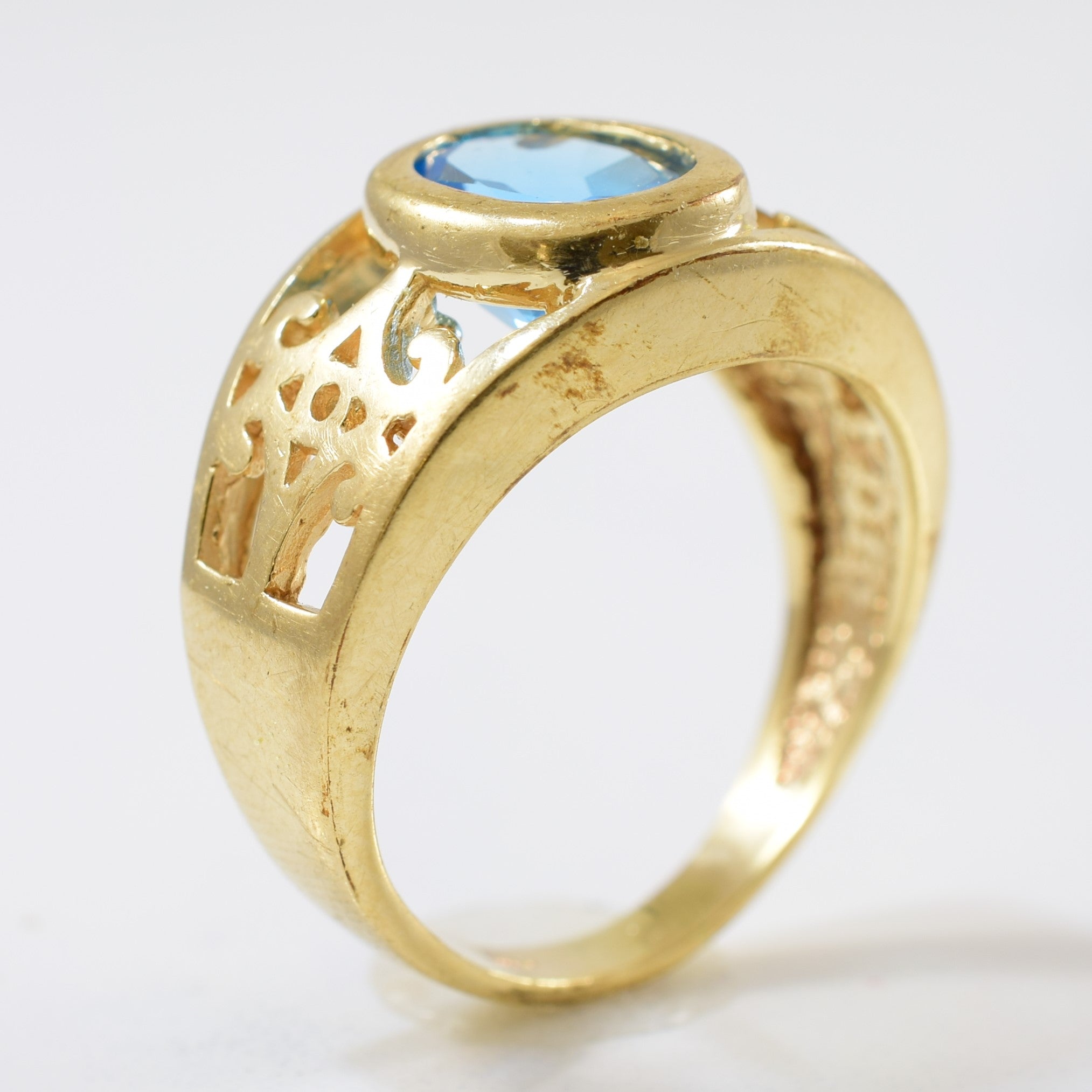Oval Cut Blue Topaz Filigree Ring | 1.76ct | SZ 6.25 |