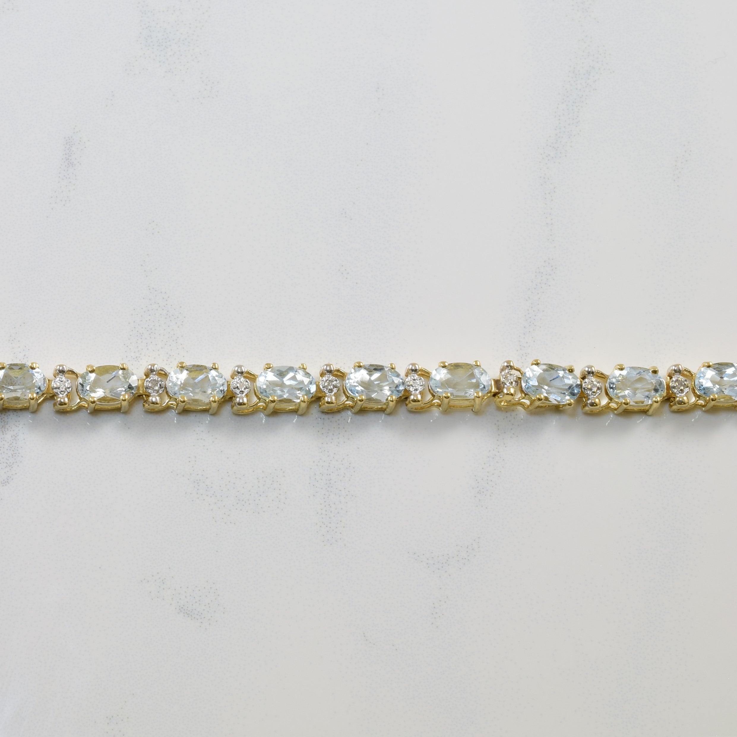 Aquamarine & Diamond Tennis Bracelet | 7.35ctw, 0.04ctw | 8" |