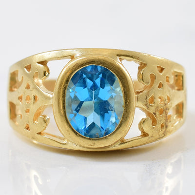 Oval Cut Blue Topaz Filigree Ring | 1.76ct | SZ 6.25 |