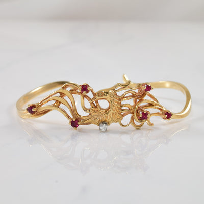 Ruby & Diamond Phoenix Cuff Bracelet | 0.30ctw, 0.03ctw | 6