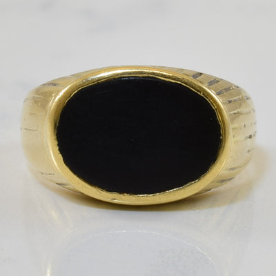 Textured Bezel Set Onyx Ring | 4.00ct | SZ 8 |