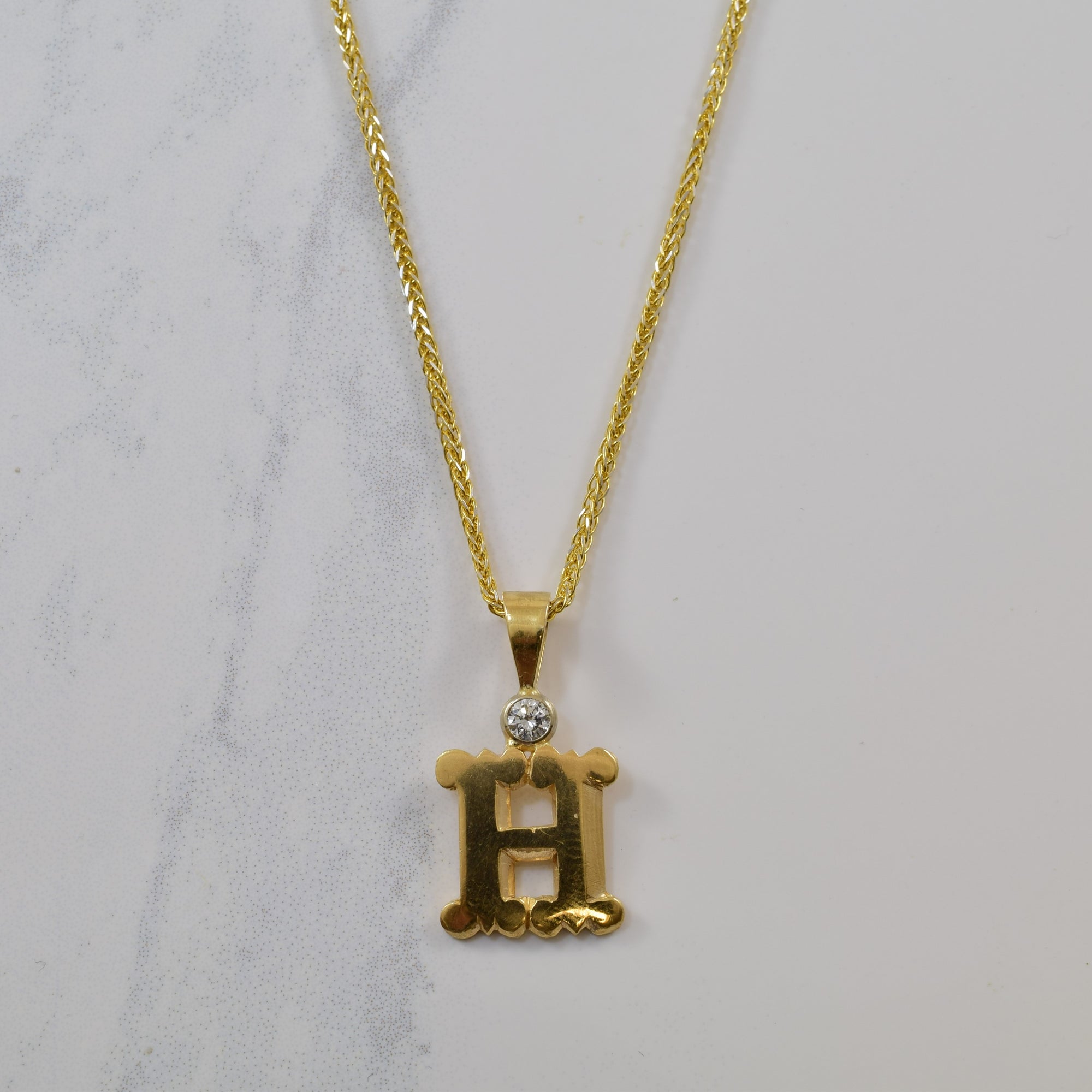 Diamond Initial 'H' Necklace | 0.10ct | 22