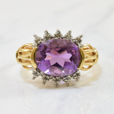 Oval Amethyst & Diamond Ring | 2.75ct, 0.04ctw | SZ 5.5 |