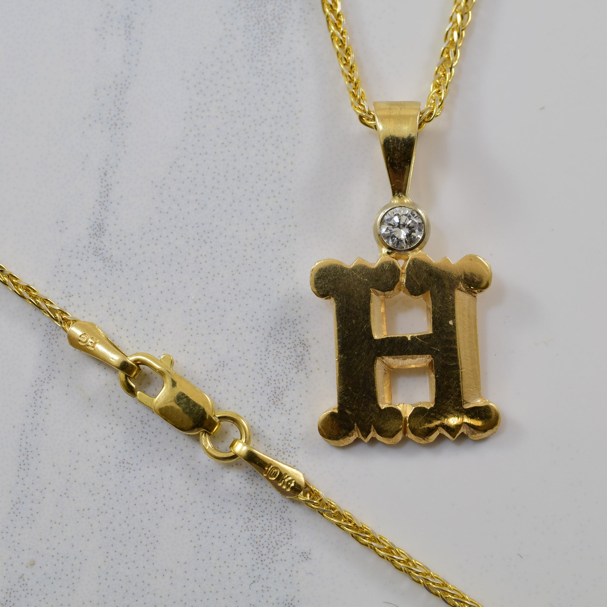 Diamond Initial 'H' Necklace | 0.10ct | 22