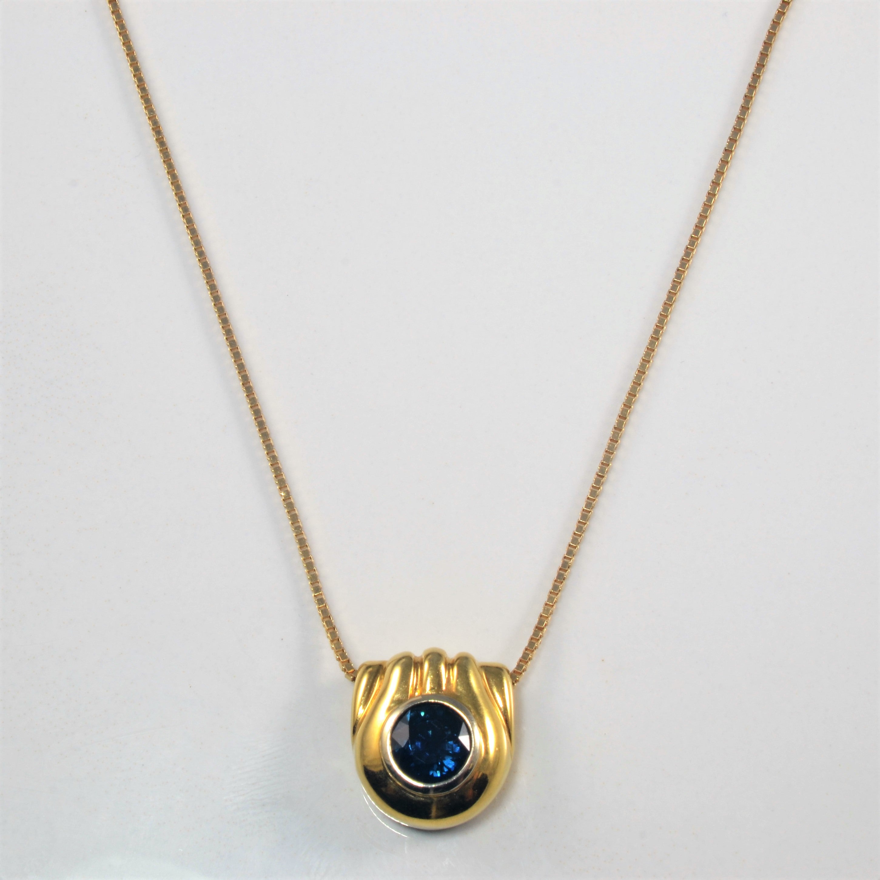 Bezel Set Sapphire Necklace | 1.27ct | 20" |