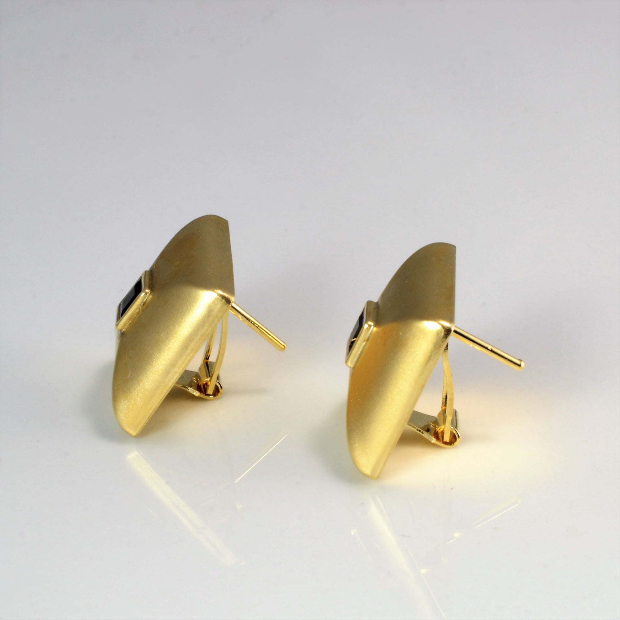 Bezel Set Garnet Clip Back Earrings