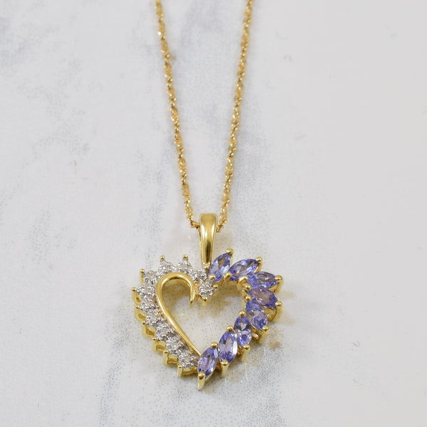 Tanzanite & Diamond Heart Necklace | 0.50ctw, 0.04ctw | 18