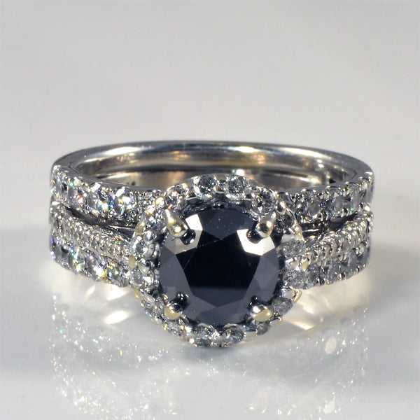 Black Diamond Soldered Halo Wedding Set | 2.64ctw | SZ 8.25 |
