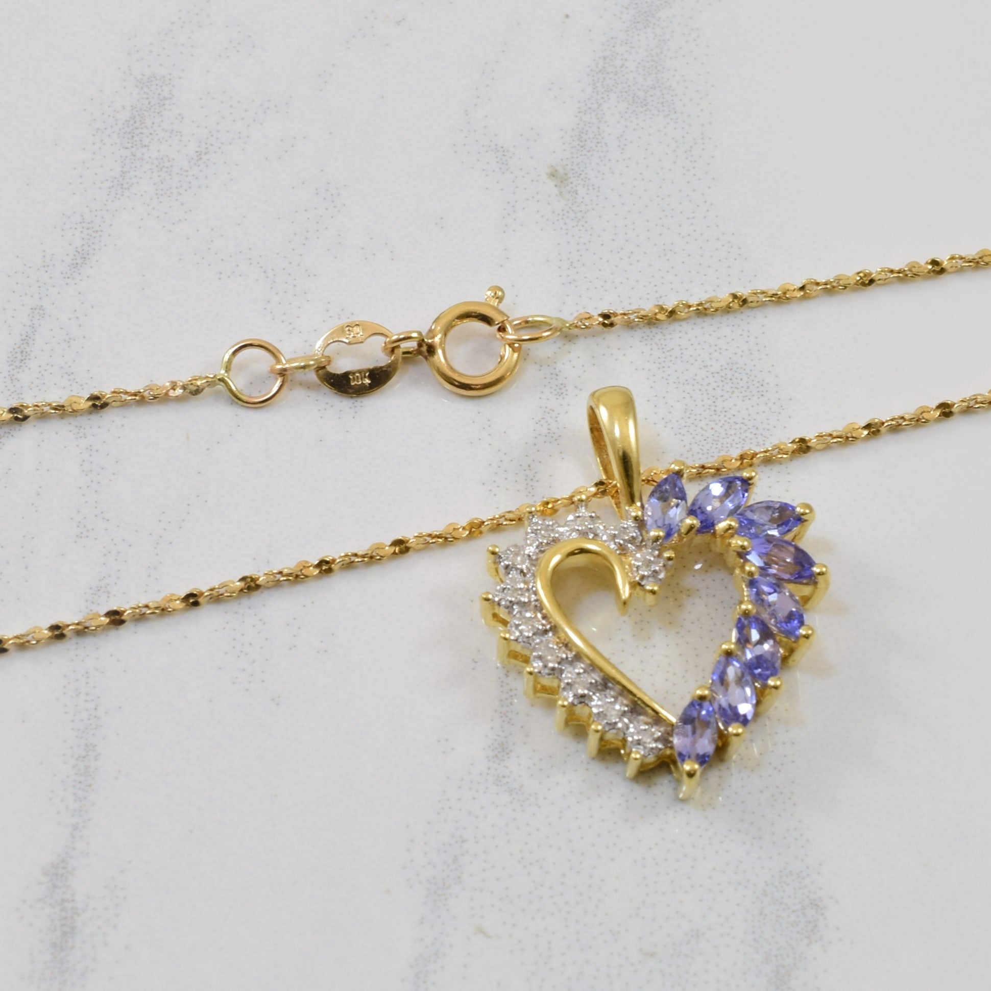 Tanzanite & Diamond Heart Necklace | 0.50ctw, 0.04ctw | 18" |