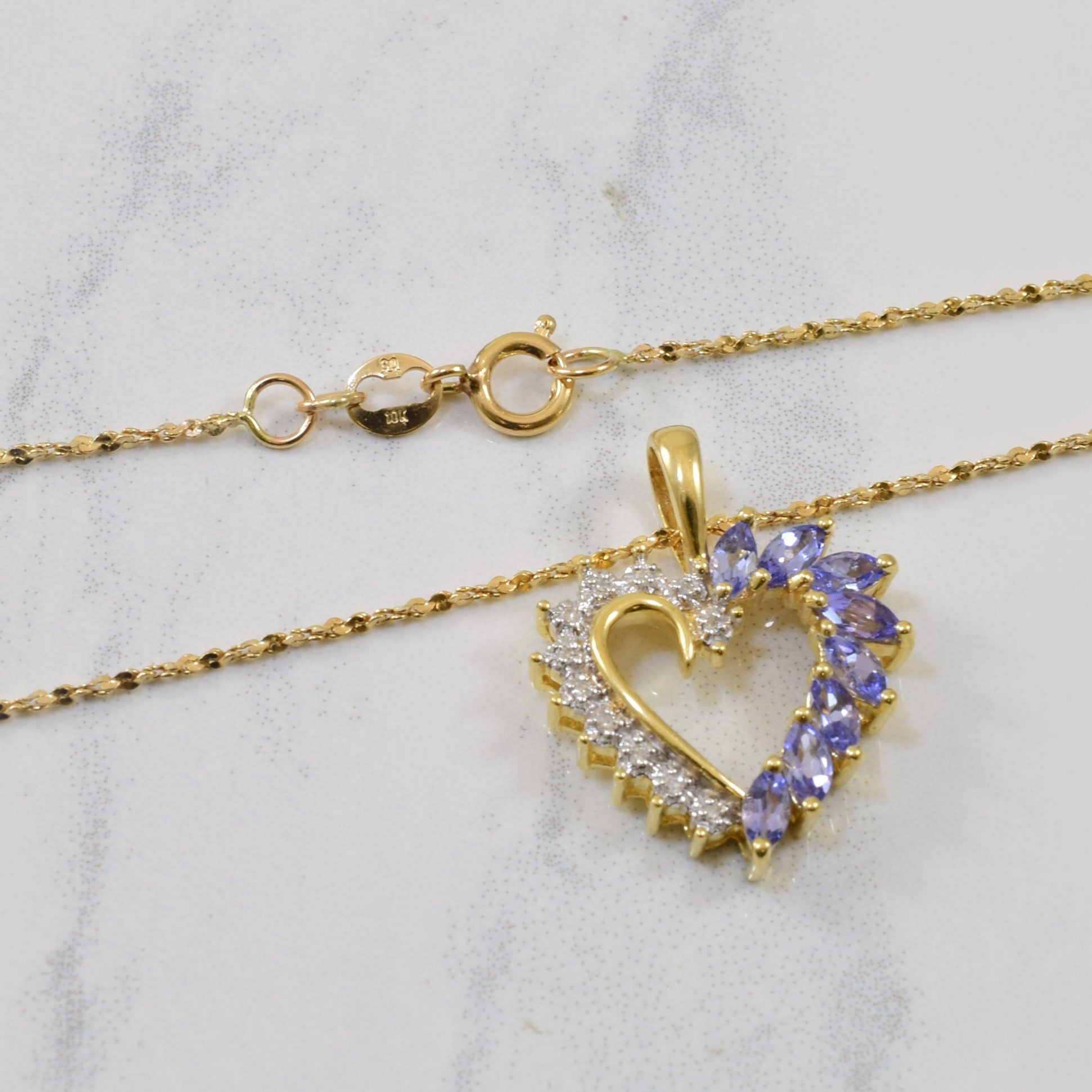 Tanzanite & Diamond Heart Necklace | 0.50ctw, 0.04ctw | 18