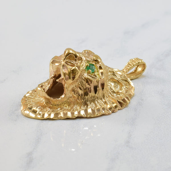 Emerald Eye Lion Head Pendant | 0.08ctw |