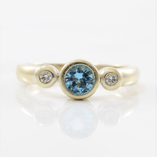 Bezel Set London Blue Topaz & Diamond Ring | 0.08ctw, 1.00ct | SZ 7 |