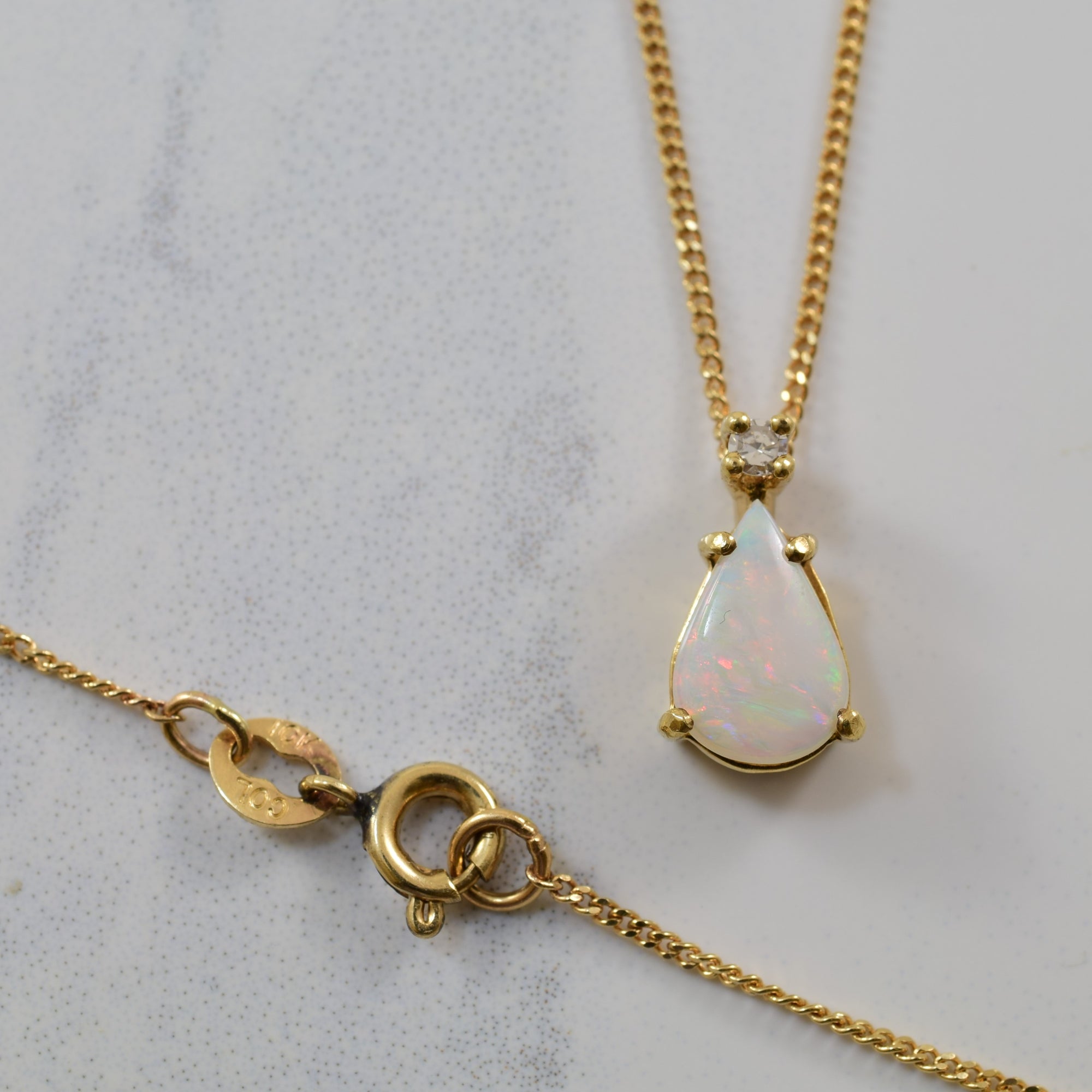 Opal & Diamond Necklace | 0.47ct, 0.03ct | 16