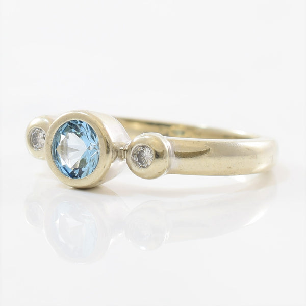 Bezel Set London Blue Topaz & Diamond Ring | 0.08ctw, 1.00ct | SZ 7 |