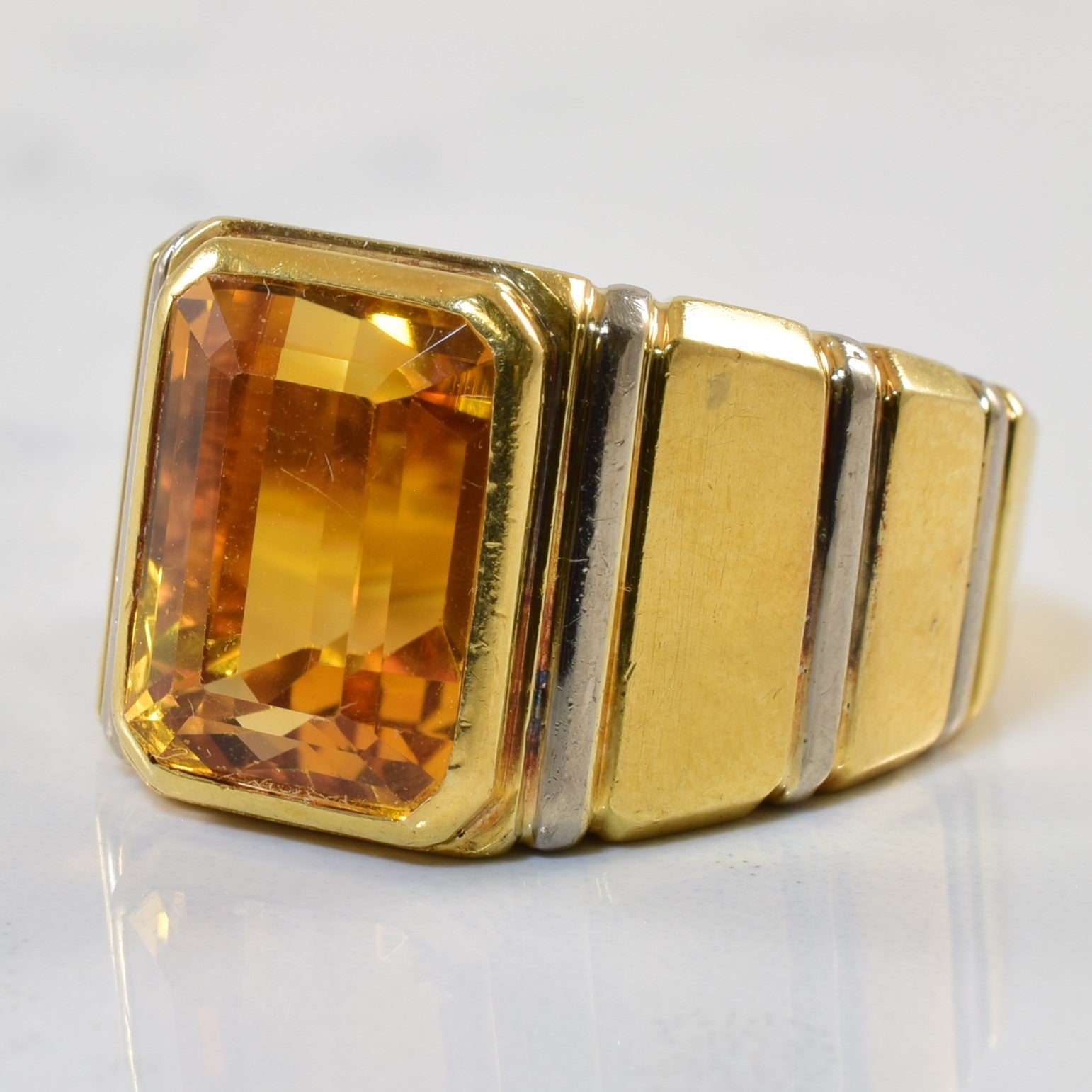 Bezel Set Citrine Ring | 7.00ct | SZ 8 |