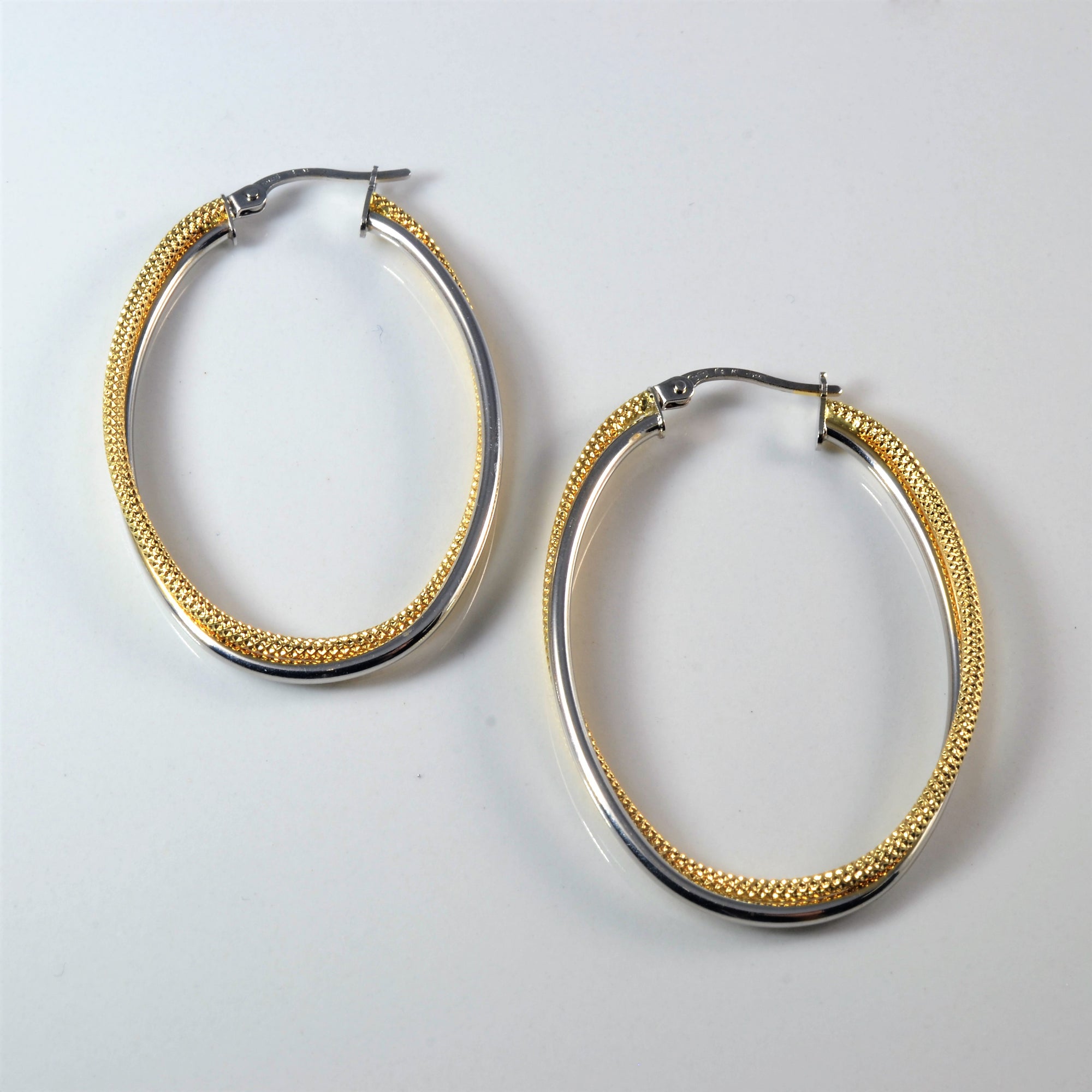 Two Tone Bypass Hoop Earrings |