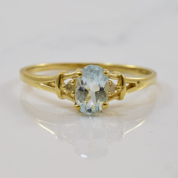 Aquamarine & Diamond Split Shank Ring | 0.44ct, 0.01ctw | SZ 6 |