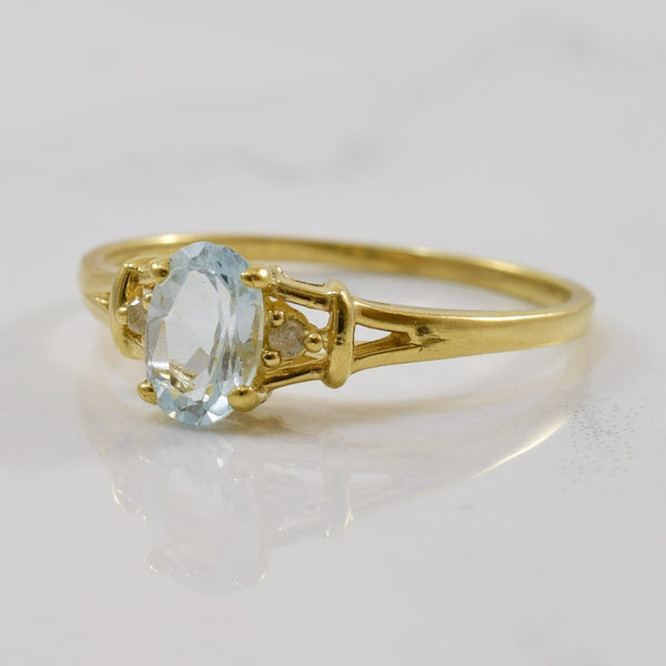 Aquamarine & Diamond Split Shank Ring | 0.44ct, 0.01ctw | SZ 6 |