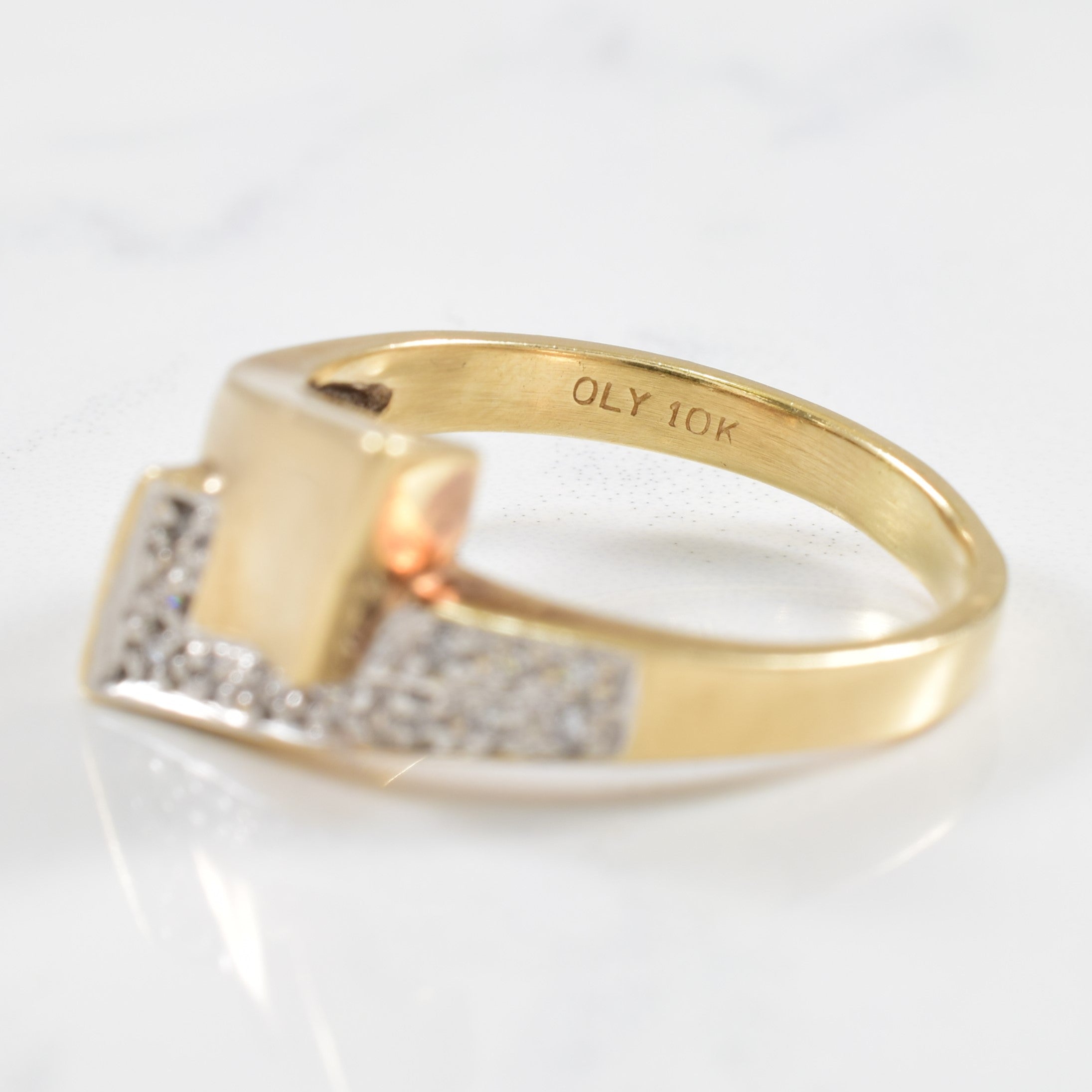 Bague géométrique sertie de diamants | 0,05 ct | Taille 7,5 |