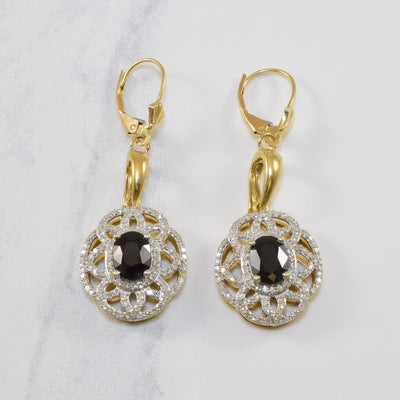 Michael Hill' Oval Sapphire & Diamond Filigree Earrings | 3.00ctw, 1.00ctw |
