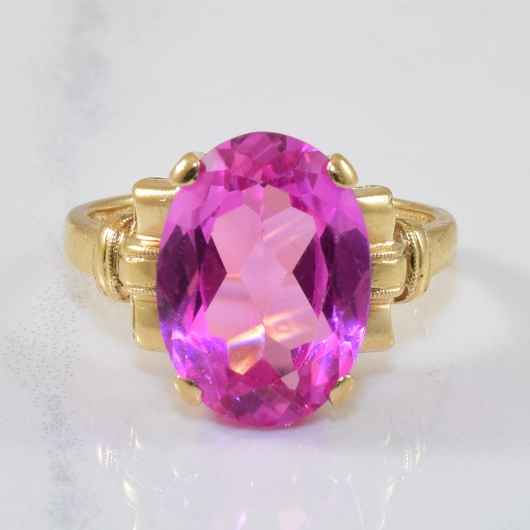 Synthetic Pink Sapphire Cocktail Ring | 8.00ct | SZ 6.75 |