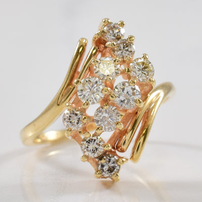Cluster Set Diamond Bypass Ring | 0.80ctw | SZ 7.75 |