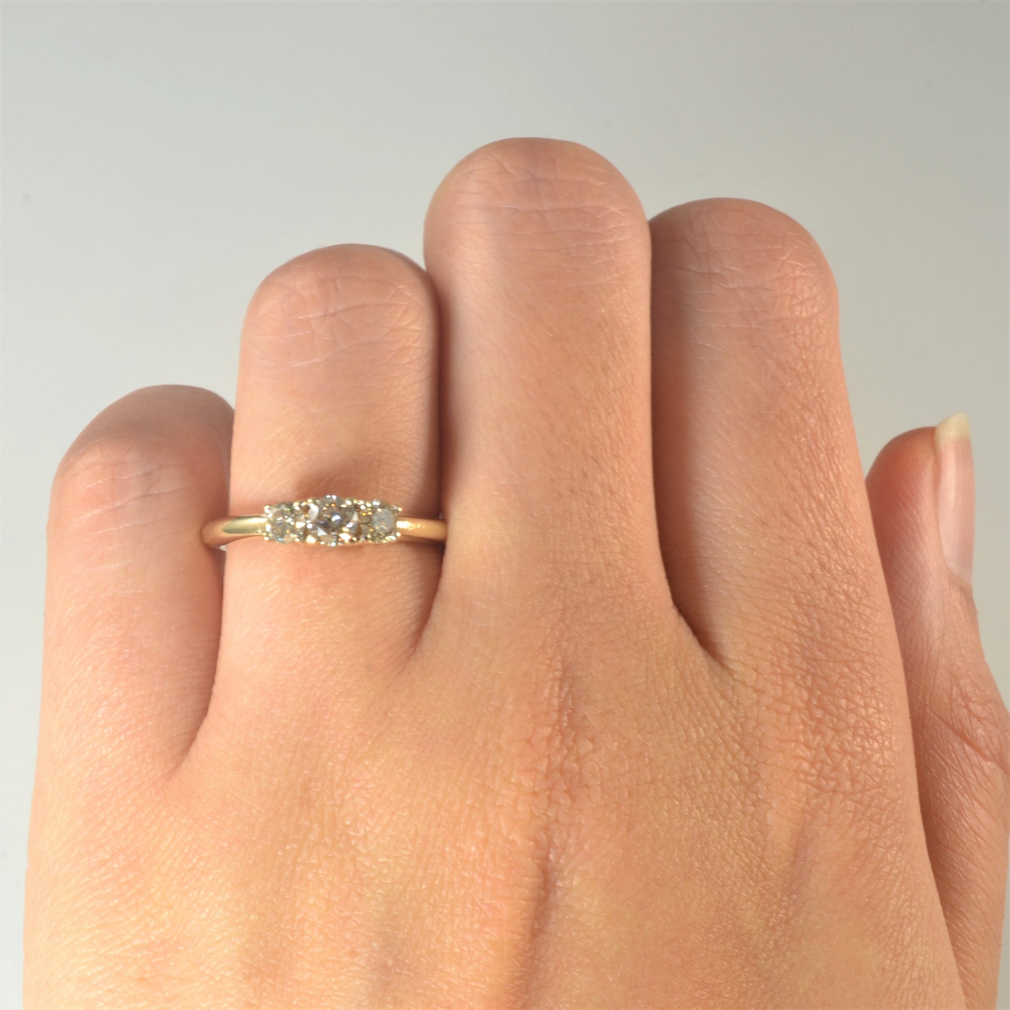 European Shank Three Stone Champagne Diamond Ring | 0.50ctw | SZ 5 |