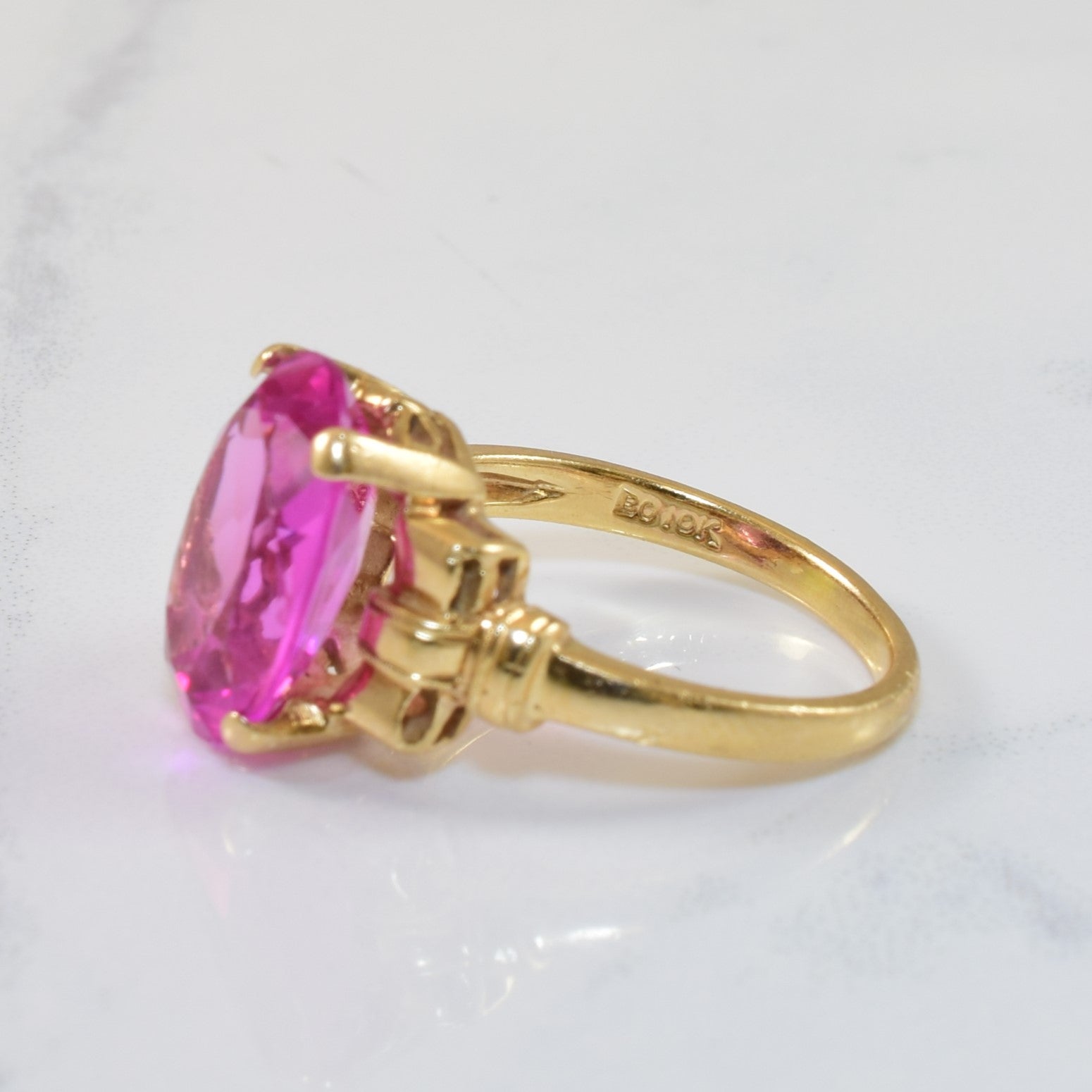 Synthetic Pink Sapphire Cocktail Ring | 8.00ct | SZ 6.75 |