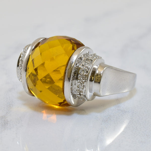 Citrine & Diamond Cocktail Ring | 7.50ct, 0.10ctw | SZ 7 |