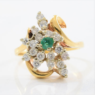 Emerald & White Sapphire Cluster Ring | 0.10ct, 0.60ctw | SZ 6.75 |