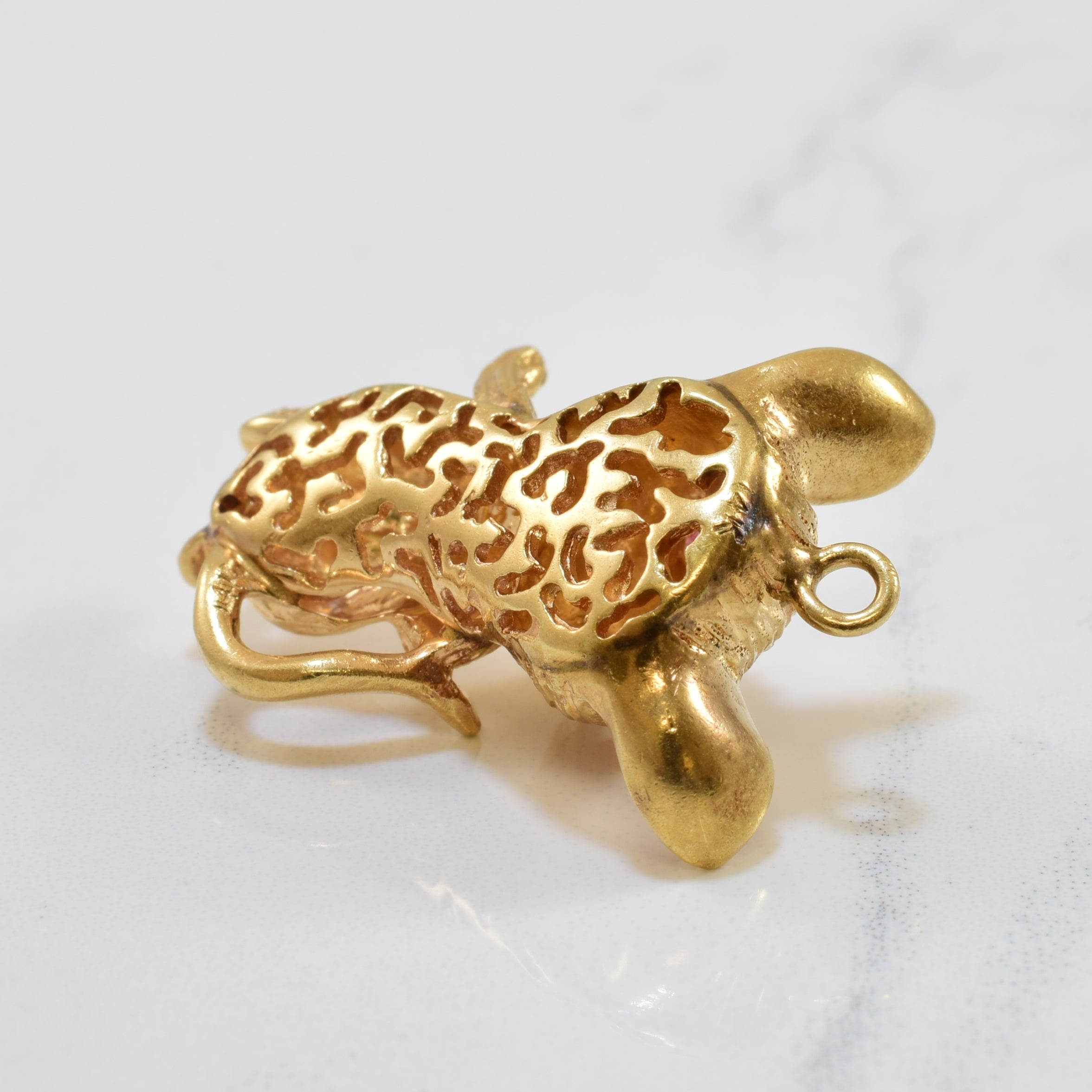 Synthetic Ruby Eyed Mouse Pendant | 0.07ctw |