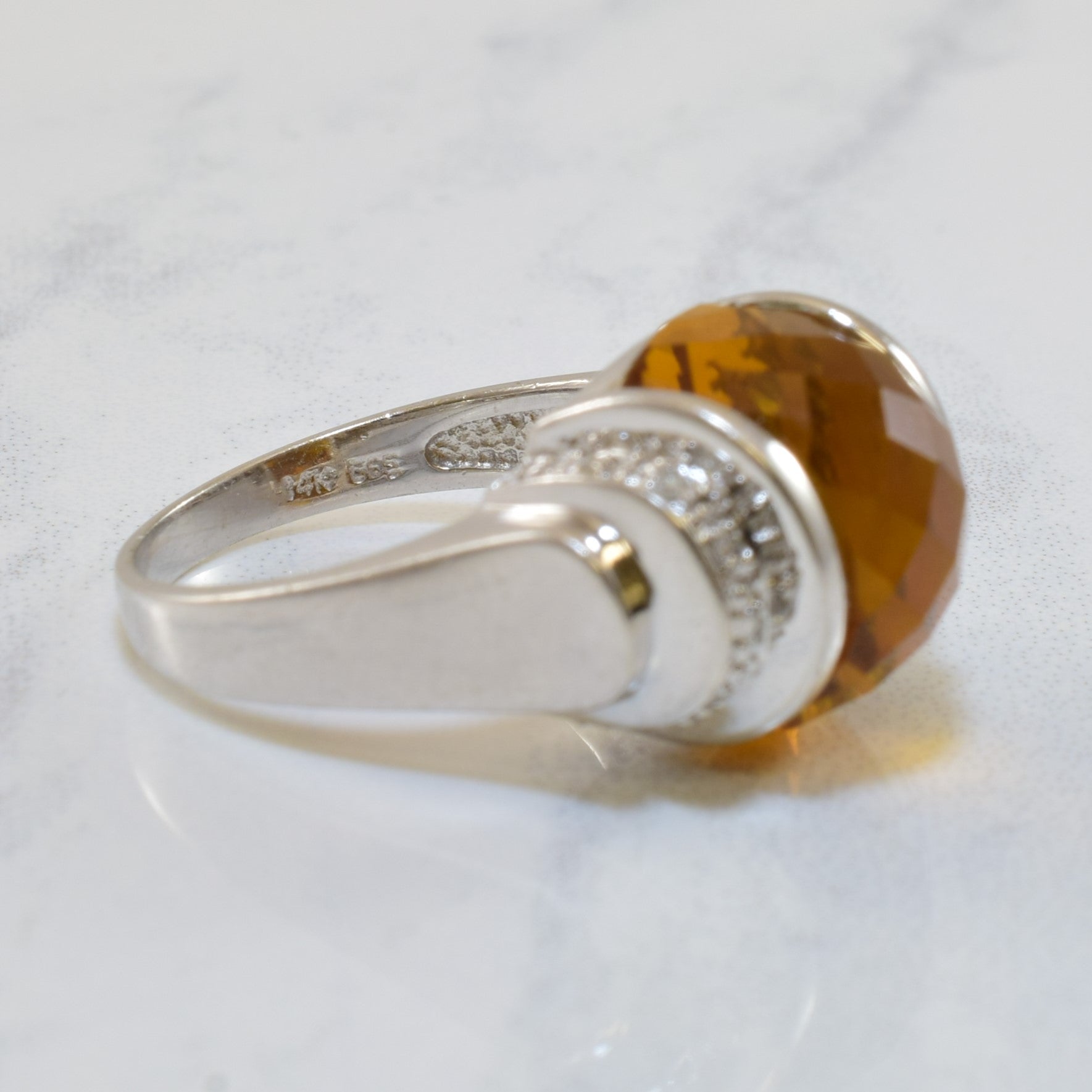 Citrine & Diamond Cocktail Ring | 7.50ct, 0.10ctw | SZ 7 |